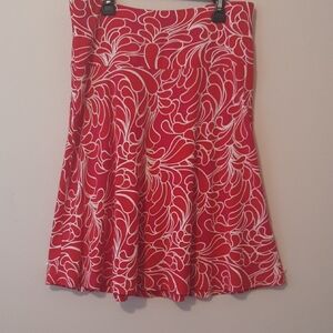 H&M Red Floral Swirl A-Line Skirt.  Size 8